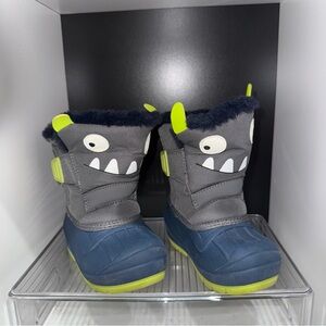 Cat & Jack Gray and Blue Monster Kids Rain Boots